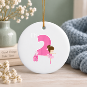 2nd Birthday Ballerina Ballet Dancer Party Gift Glass Ornament - Material: Circle Ceramic Ornament