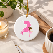 2nd Birthday Ballerina Ballet Dancer Party Gift Glass Ornament - Material: Circle Ceramic Ornament