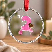 2nd Birthday Ballerina Ballet Dancer Party Gift Glass Ornament - Material: Circle Glass Ornament
