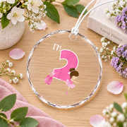 2nd Birthday Ballerina Ballet Dancer Party Gift Glass Ornament - Material: Circle Glass Ornament