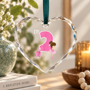 2nd Birthday Ballerina Ballet Dancer Party Gift Glass Ornament - Material: Heart Glass Ornament