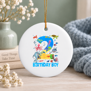 2nd Birthday Ocean Fish Sea Animal Party Gift Glass Ornament - Material: Circle Ceramic Ornament