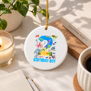 2nd Birthday Ocean Fish Sea Animal Party Gift Glass Ornament - Material: Circle Ceramic Ornament