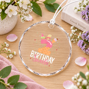 2nd Birthday Sweet Ice Cream Celebration Glass Ornament - Material: Circle Glass Ornament