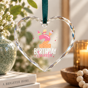 2nd Birthday Sweet Ice Cream Celebration Glass Ornament - Material: Heart Glass Ornament