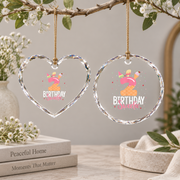 2nd Birthday Sweet Ice Cream Celebration Glass Ornament - Material: Heart Glass Ornament