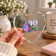 40th Birthday Mermaid Crew Celebration Keepsake Glass Ornament - Material: Heart Glass Ornament