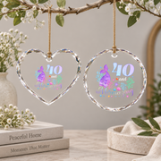 40th Birthday Mermaid Crew Celebration Keepsake Glass Ornament - Material: Heart Glass Ornament