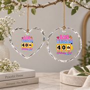 40th Birthday Vegas Trip Celebration Keepsake Glass Ornament - Material: Heart Glass Ornament