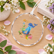 4th Birthday Sea Fish Ocean Animal Keepsake Glass Ornament - Material: Circle Glass Ornament