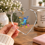 4th Birthday Sea Fish Ocean Animal Keepsake Glass Ornament - Material: Heart Glass Ornament