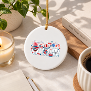 4th July Dental Squad Tooth Patriotic Gift Decoration Glass Ornament - Material: Circle Ceramic Ornament