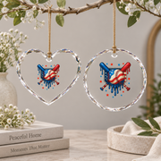 4th Of July Baseball American Flag Patriotic Gift Glass Ornament - Material: Heart Glass Ornament