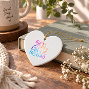 50th Birthday Cruise Squad Party Celebration Gift Glass Ornament - Material: Heart Ceramic Ornament