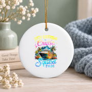 50th Birthday Cruise Squad Vacation Keepsake Glass Ornament - Material: Circle Ceramic Ornament