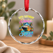 50th Birthday Cruise Squad Vacation Keepsake Glass Ornament - Material: Circle Glass Ornament