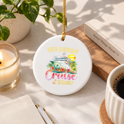 50th Birthday Cruise Trip Adventure Keepsake Glass Ornament - Material: Circle Ceramic Ornament