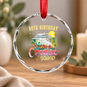 50th Birthday Cruise Trip Adventure Keepsake Glass Ornament - Material: Circle Glass Ornament