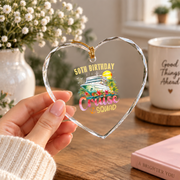 50th Birthday Cruise Trip Adventure Keepsake Glass Ornament - Material: Heart Glass Ornament
