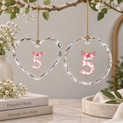 5th Birthday Princess Unicorn Floral Party Gift Glass Ornament - Material: Heart Glass Ornament
