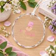 5th Birthday Sweet Ice Cream Party Gift Glass Ornament - Material: Circle Glass Ornament