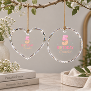 5th Birthday Sweet Ice Cream Party Gift Glass Ornament - Material: Heart Glass Ornament