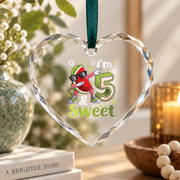 5th Birthday Watermelon Sweet Fruit Celebration Glass Ornament - Material: Heart Glass Ornament