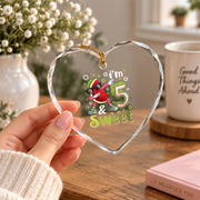 5th Birthday Watermelon Sweet Fruit Celebration Glass Ornament - Material: Heart Glass Ornament