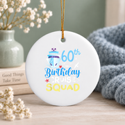 60th Birthday Cruise Squad Cruising Celebration Glass Ornament - Material: Circle Ceramic Ornament