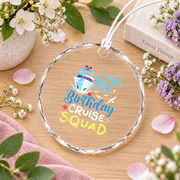 60th Birthday Cruise Squad Cruising Celebration Glass Ornament - Material: Circle Glass Ornament