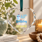 60th Birthday Cruise Squad Cruising Celebration Glass Ornament - Material: Heart Glass Ornament
