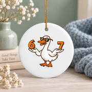 67 Goose Six Seven Trendy Number Design Celebration Glass Ornament - Material: Circle Ceramic Ornament