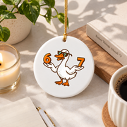 67 Goose Six Seven Trendy Number Design Celebration Glass Ornament - Material: Circle Ceramic Ornament