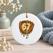 67 Ice Cream Baseball Drip Sports Theme Glass Ornament - Material: Circle Ceramic Ornament
