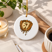 67 Ice Cream Baseball Drip Sports Theme Glass Ornament - Material: Circle Ceramic Ornament