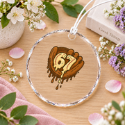 67 Ice Cream Baseball Drip Sports Theme Glass Ornament - Material: Circle Glass Ornament