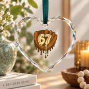 67 Ice Cream Baseball Drip Sports Theme Glass Ornament - Material: Heart Glass Ornament