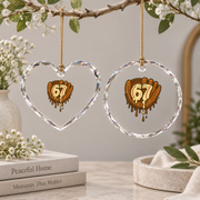 67 Ice Cream Baseball Drip Sports Theme Glass Ornament - Material: Heart Glass Ornament