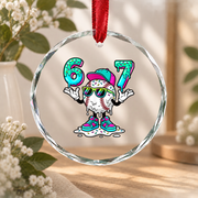 67 Six Seven Baseball Ice Cream Drip Design Glass Ornament - Material: Circle Glass Ornament