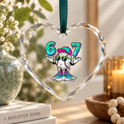 67 Six Seven Baseball Ice Cream Drip Design Glass Ornament - Material: Heart Glass Ornament