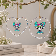 67 Six Seven Baseball Ice Cream Drip Design Glass Ornament - Material: Heart Glass Ornament