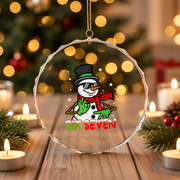 67 Snowman Funny Christmas Meme Glass Ornament - Material: Circle Glass Ornament