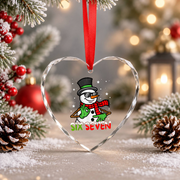 67 Snowman Funny Christmas Meme Glass Ornament - Material: Heart Glass Ornament