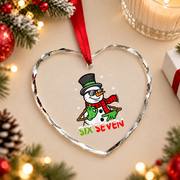 67 Snowman Funny Christmas Meme Glass Ornament - Material: Heart Glass Ornament