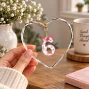 6th Birthday Princess Unicorn Floral Celebration Glass Ornament - Material: Heart Glass Ornament