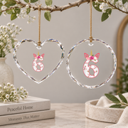 6th Birthday Princess Unicorn Floral Celebration Glass Ornament - Material: Heart Glass Ornament