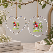 6th Birthday Watermelon Sweet Fruit Keepsake Glass Ornament - Material: Heart Glass Ornament