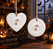 A Little Boo Is Almost Due Ghost Pumpkin Ornament Glass Ornament - Material: Circle Ceramic Ornament