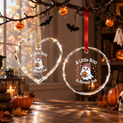 A Little Boo Is Almost Due Ghost Pumpkin Ornament Glass Ornament - Material: Circle Glass Ornament
