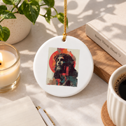 Abstract Jesus Christ Christian Art Glass Ornament - Material: Circle Ceramic Ornament